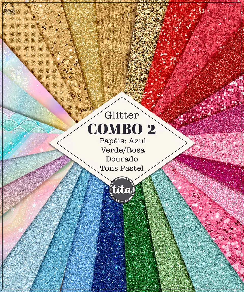Kit Digital Papéis Texturas Combo 02 Glitter 242 1