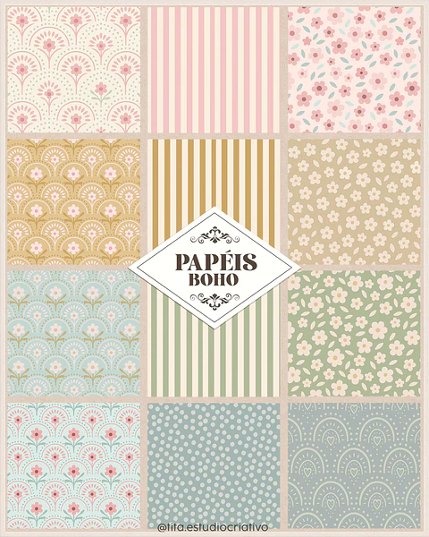 Kit Digital Papeis Boho 219