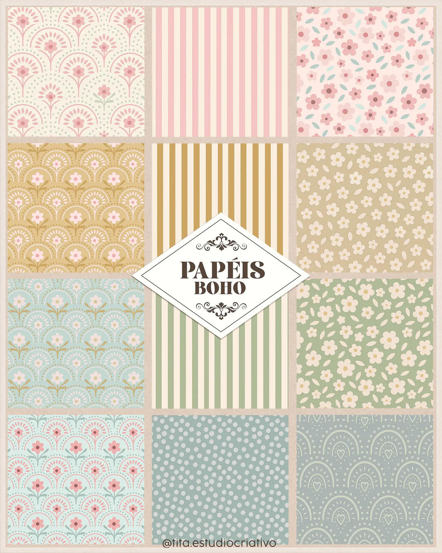 Kit Digital Papeis Boho 219 1