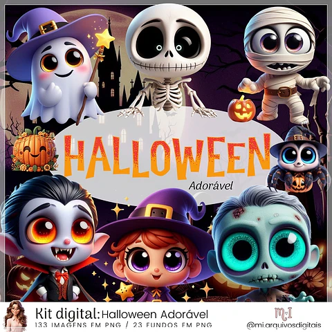 Kit Digital Halloween Adorável 5