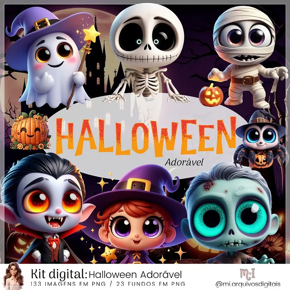 Kit Digital Halloween Adorável 5 1