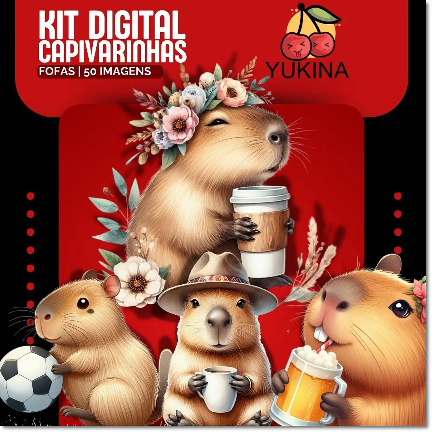 Kit Digital Capivaras Fofas 9 1