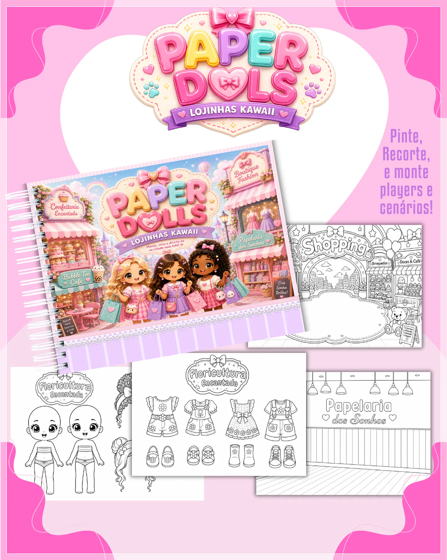 Encadernação - Paper Dolls colorir Lojinha Kawaii 1