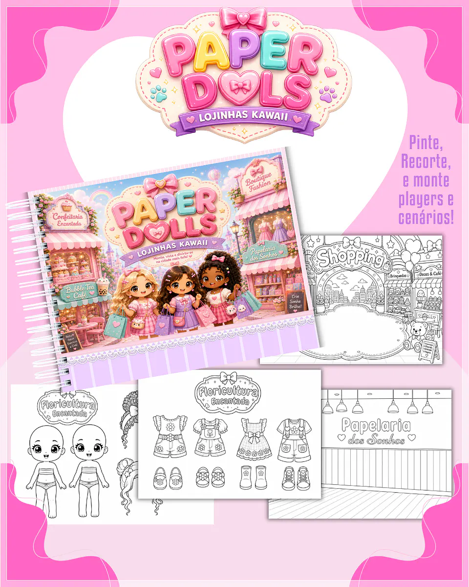 Encadernação - Paper Dolls colorir Lojinha Kawaii 1