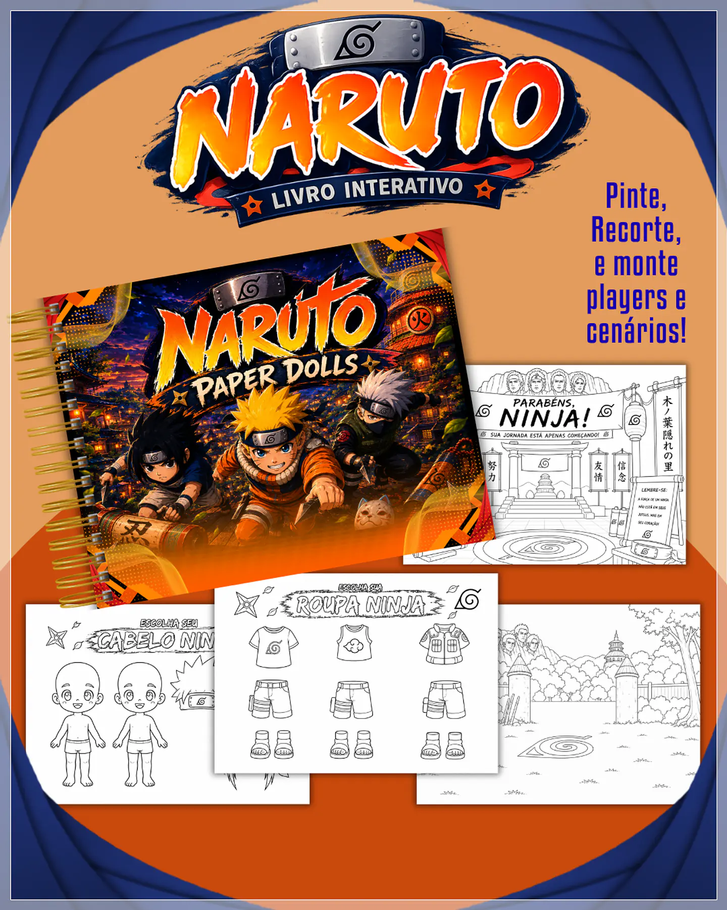 Encadernação - Paper Dolls colorir Naruto 1
