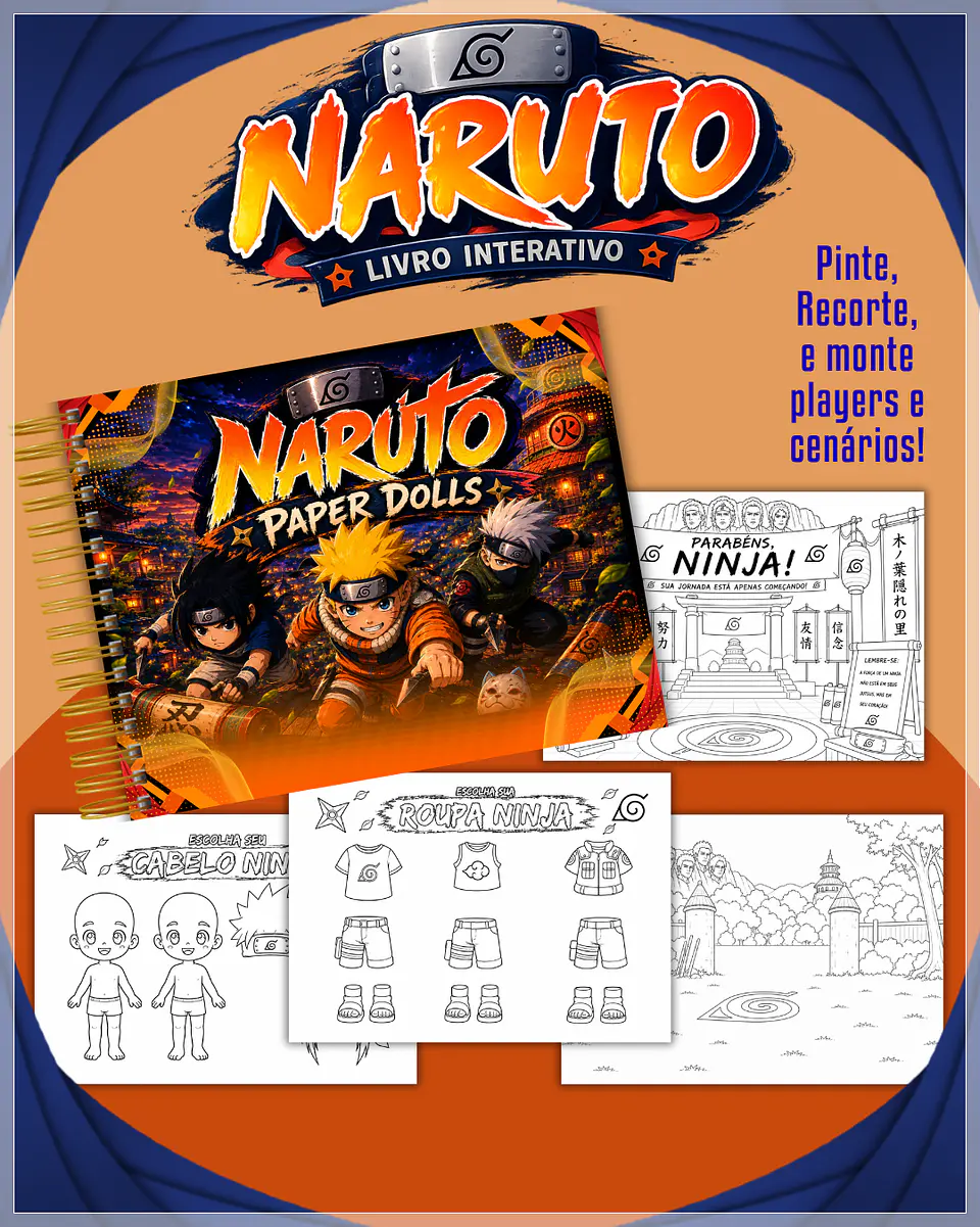 Encadernação - Paper Dolls colorir Naruto 1