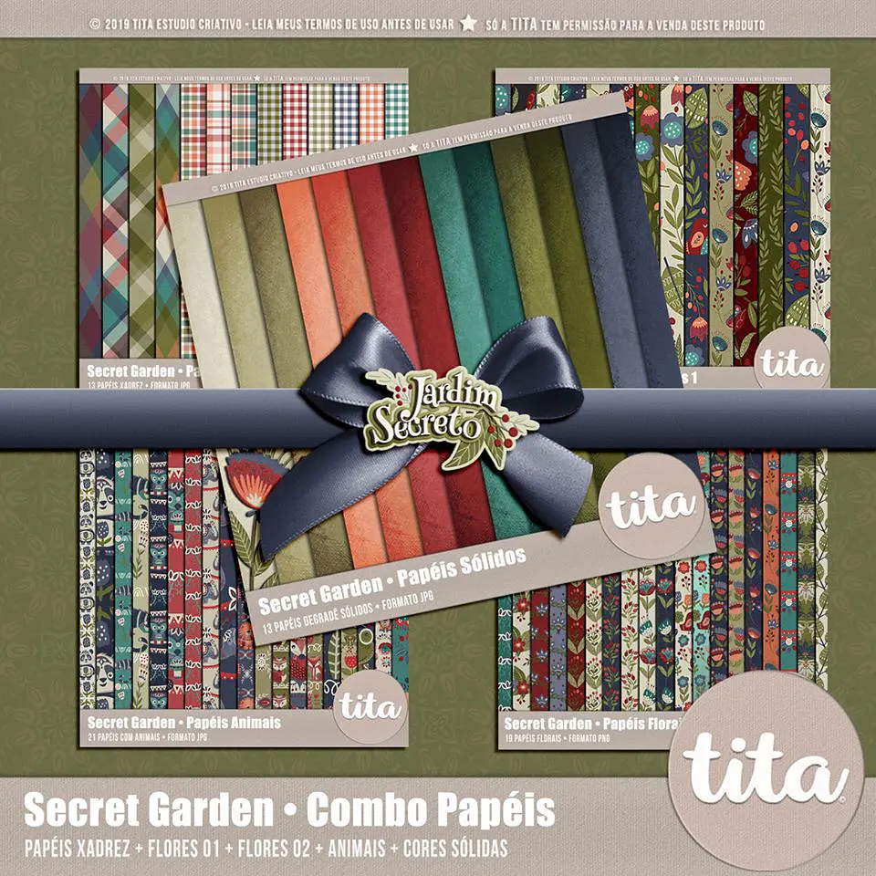 Kit Digital Secret Garden Combo Papeis 268 1