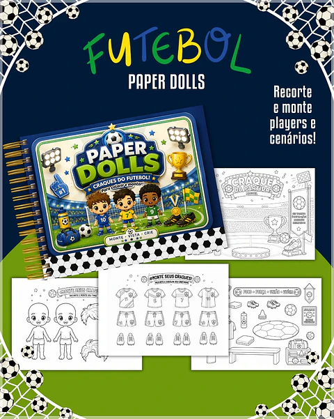 Encadernação - Paper Dolls colorir Futebol