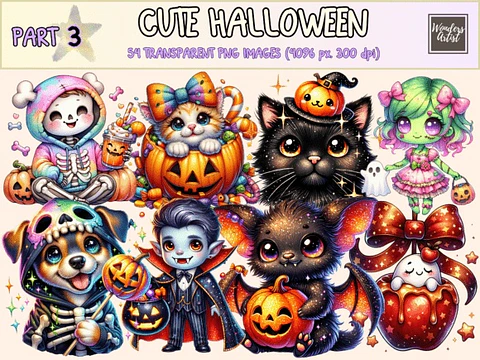 Kit Digital Cute Halloween Clipart P3 3