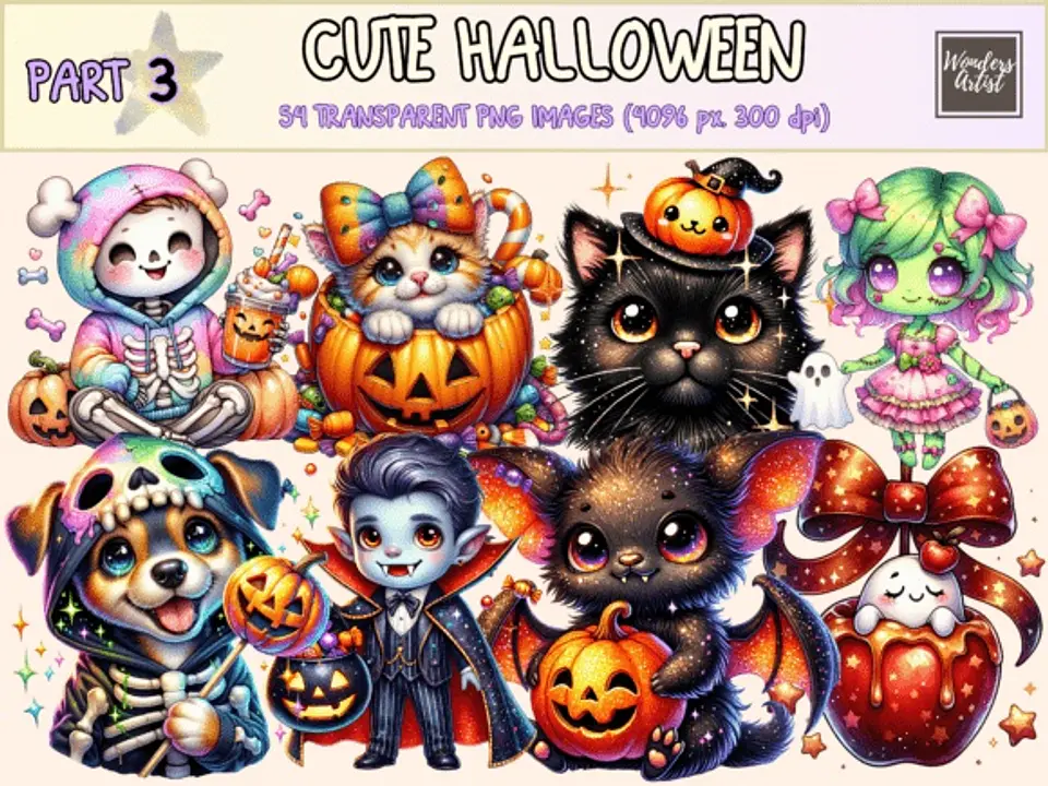Kit Digital Cute Halloween Clipart P3 3 1