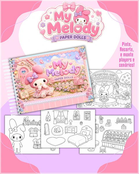 Encadernação - Paper Dolls colorir My Melody