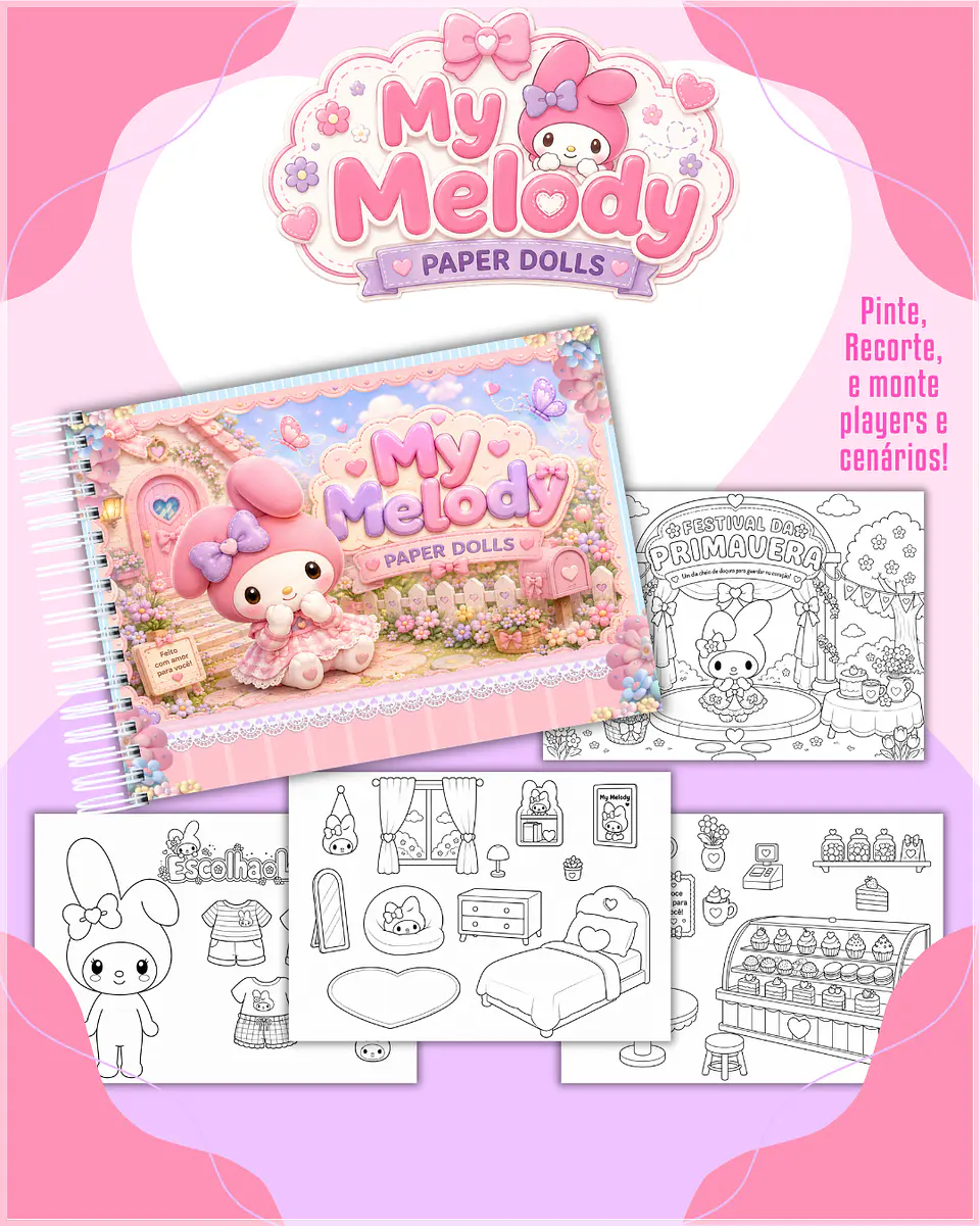 Encadernação - Paper Dolls colorir My Melody 1