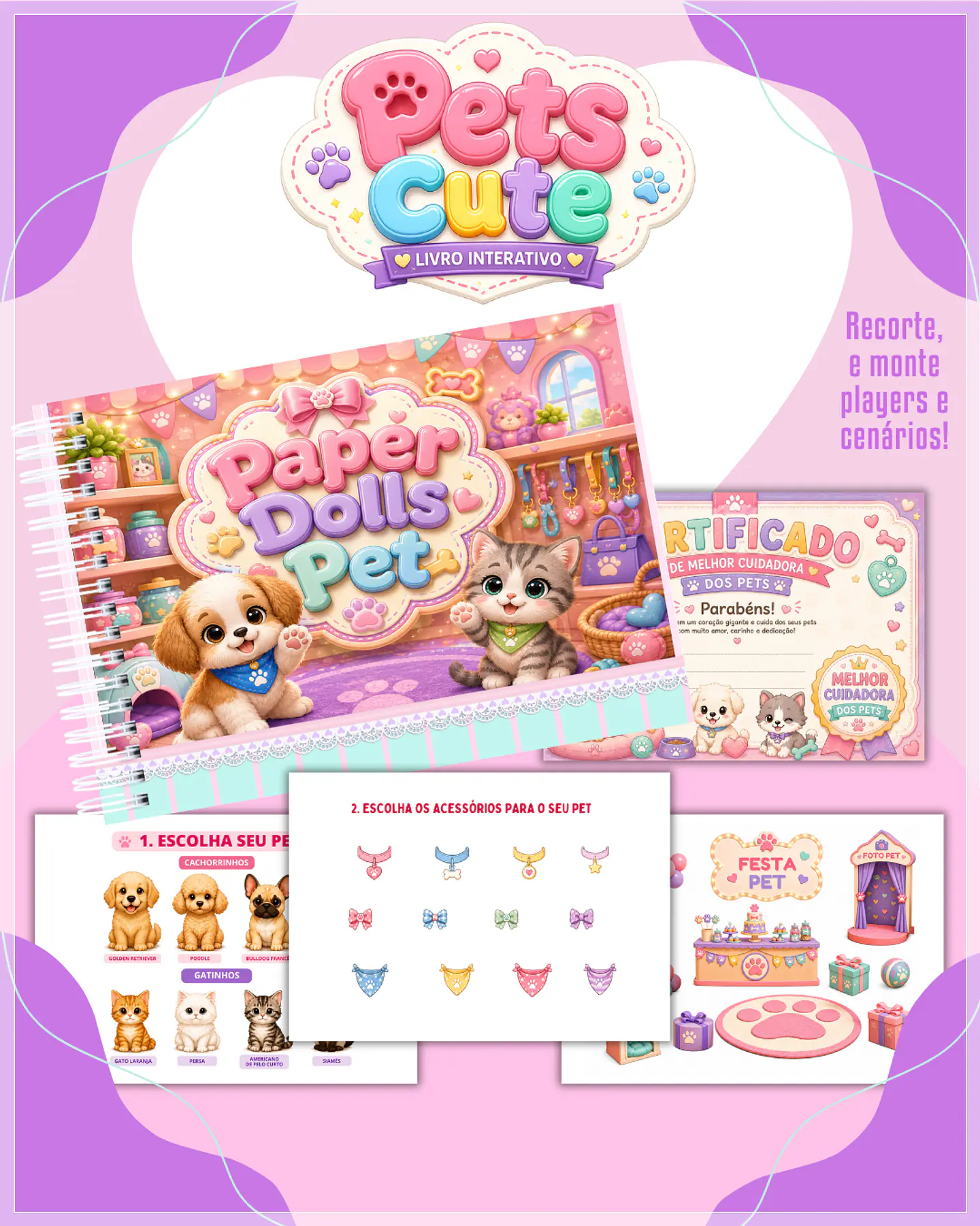 Encadernação - Paper Dolls Pets Cute 1