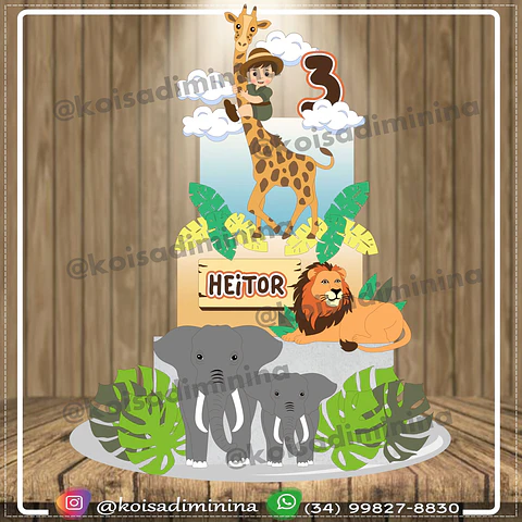 Arquivo de Corte Topo de Bolo Safari 92
