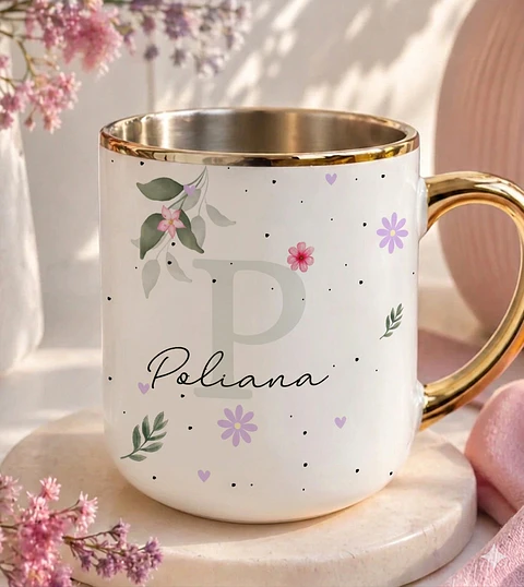 Sublimação Caneca - Alfabeto Floral 3