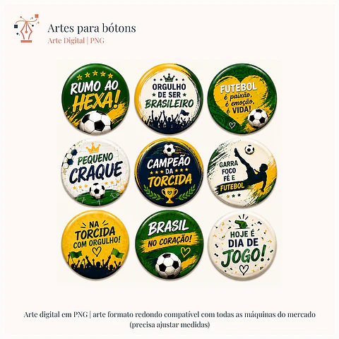 Arquivo de Corte Bottons Torcer Juntos Copa do Mundo