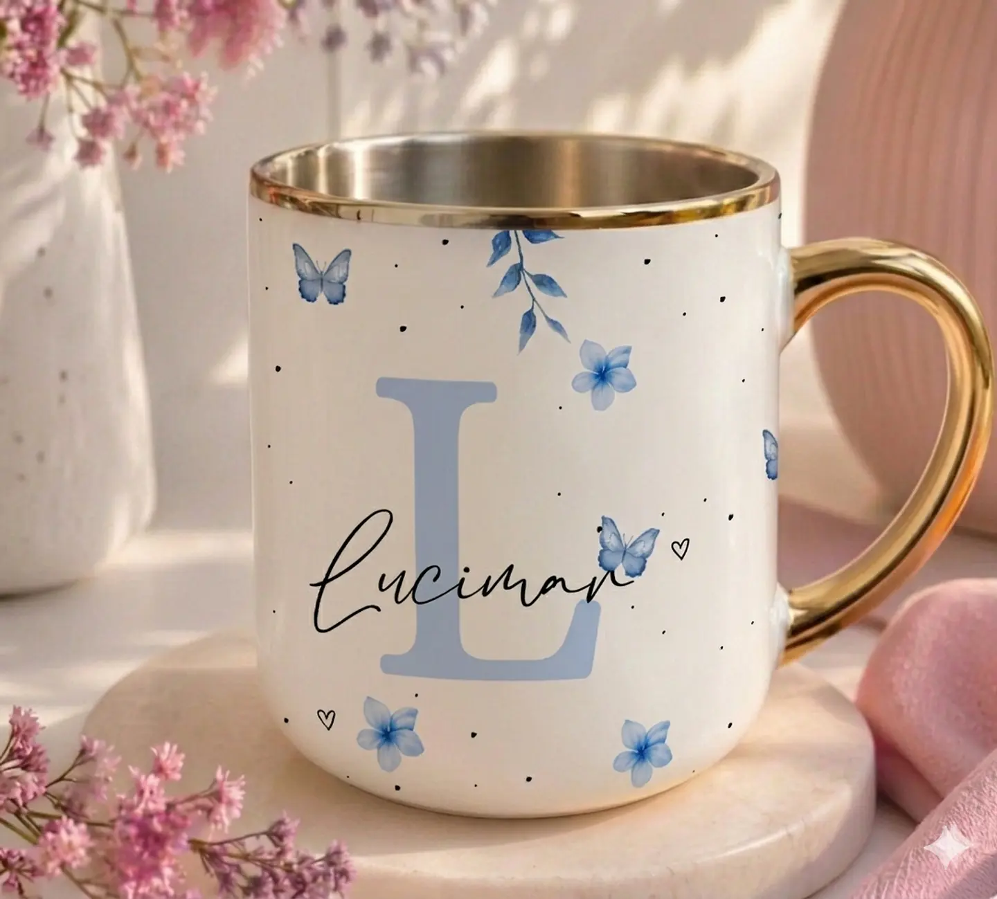 Sublimação Caneca - Alfabeto Azul Borboleta 1