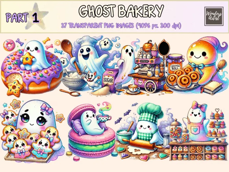 Kit Digital Ghost Bakery Clipart 6 1