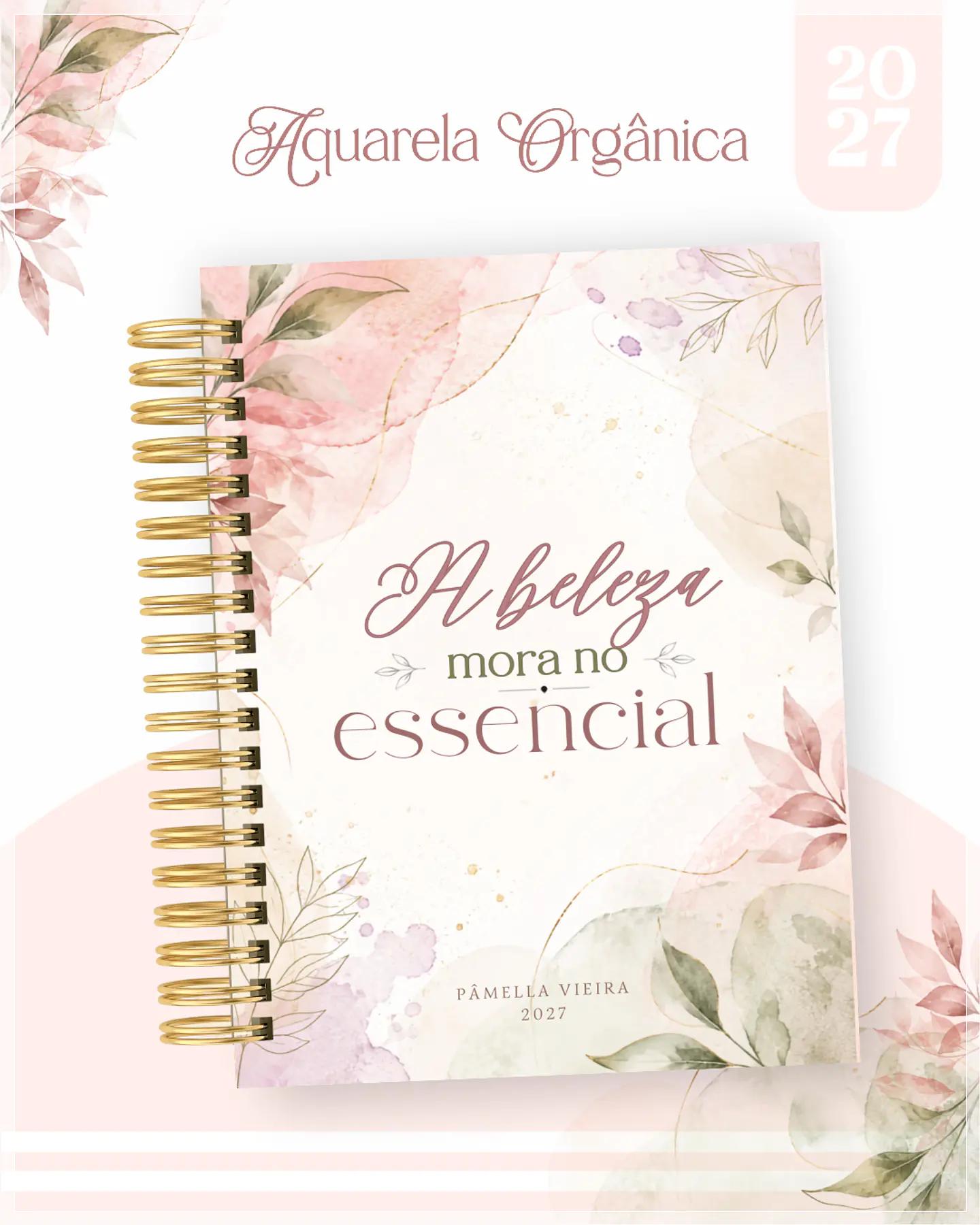 Encadernação - Agenda , Bloquinho , Calendário e Planner Aquarela Orgânica 1
