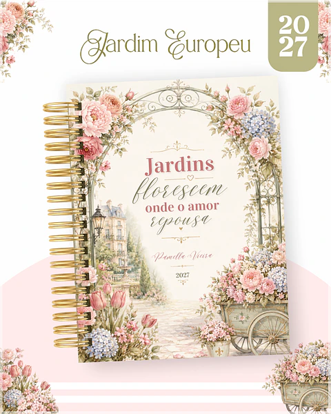 Encadernação - Agenda , Bloquinho , Calendário e Planner Jardim Europeu