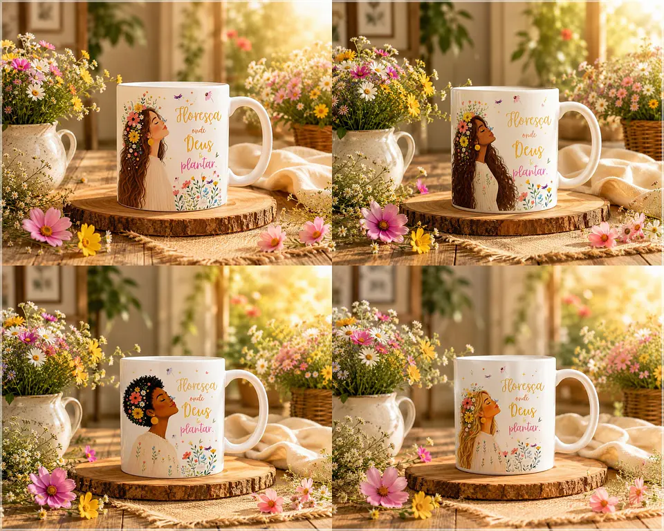Sublimação - Canecas Menina que Floresce 1