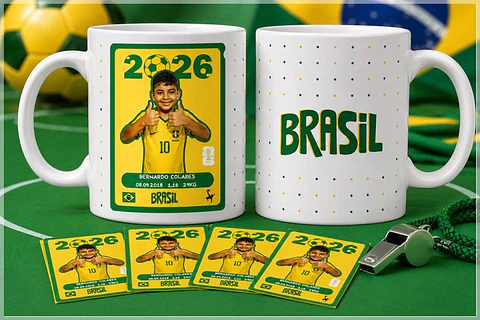 Sublimação Caneca - Brasil Figurinha
