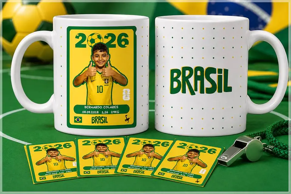 Sublimação Caneca - Brasil Figurinha 1