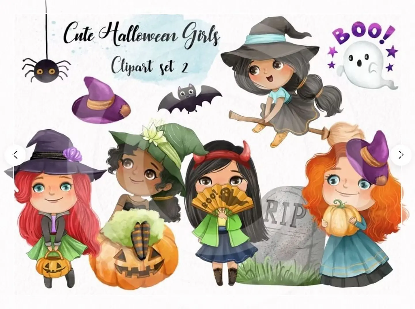 Kit Digital Cute Halloween Girls Set 5 1