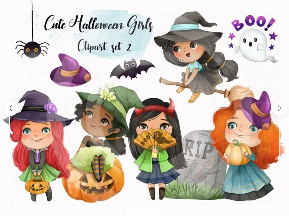 Kit Digital Cute Halloween Girls Set 5 1