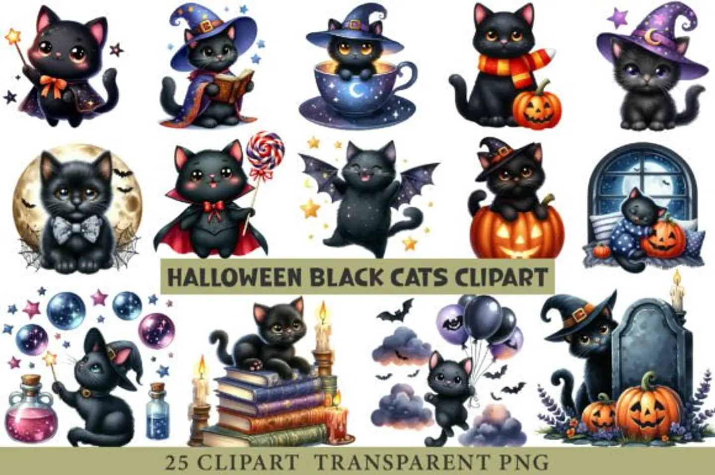 Kit Digital Gatos Preto 4 1