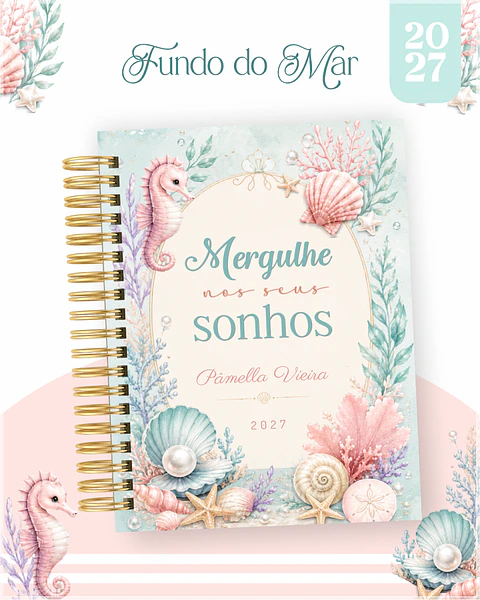 Encadernação - Agenda , Bloquinho , Calendário e Planner Fundo do Mar