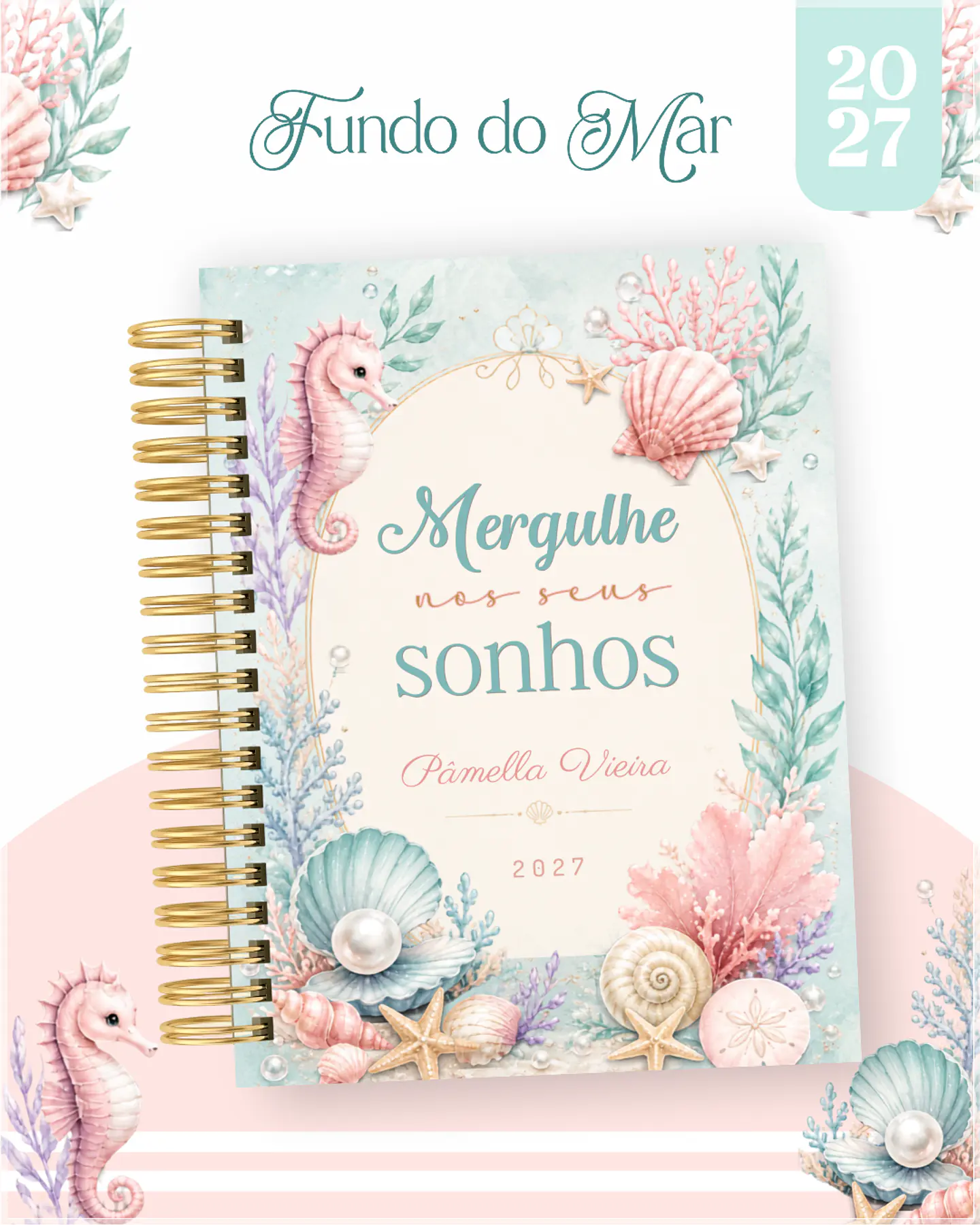 Encadernação - Agenda , Bloquinho , Calendário e Planner Fundo do Mar 1