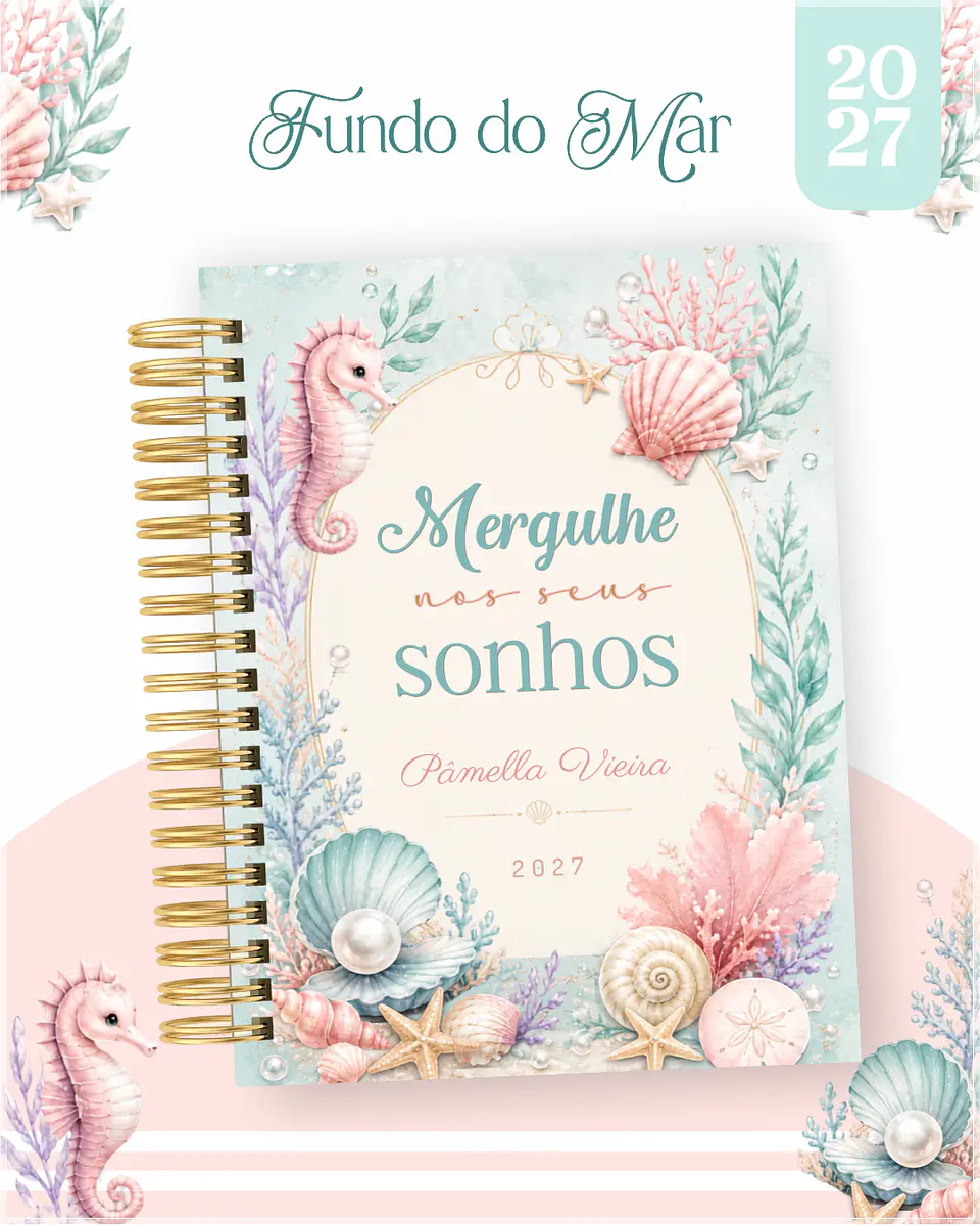 Encadernação - Agenda , Bloquinho , Calendário e Planner Fundo do Mar 1