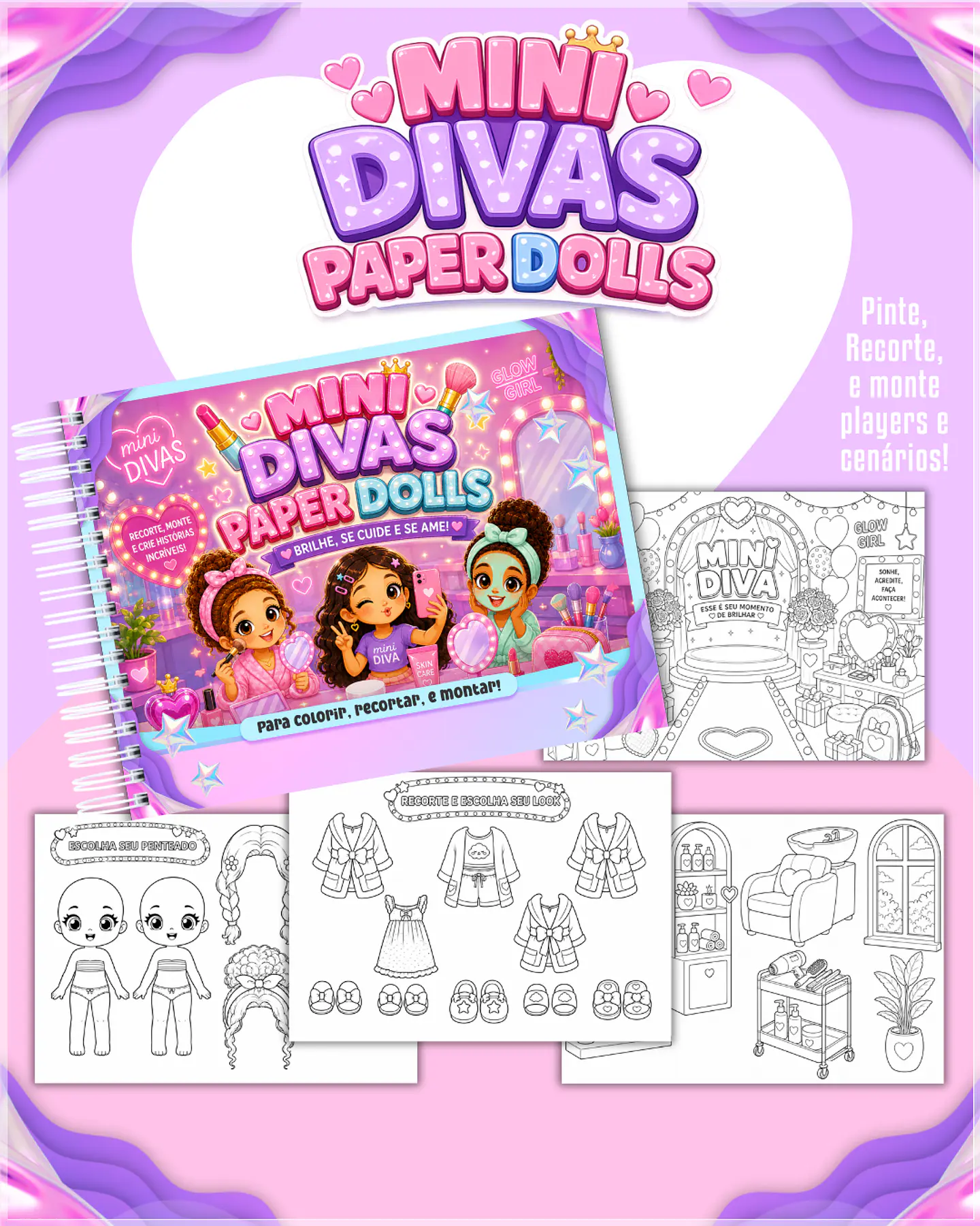 Encadernação - Paper Dolls colorir Mini Divas 1