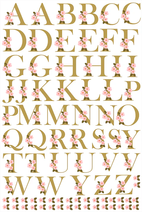 Arte Dtf Uv - Alfabeto Floral Verde