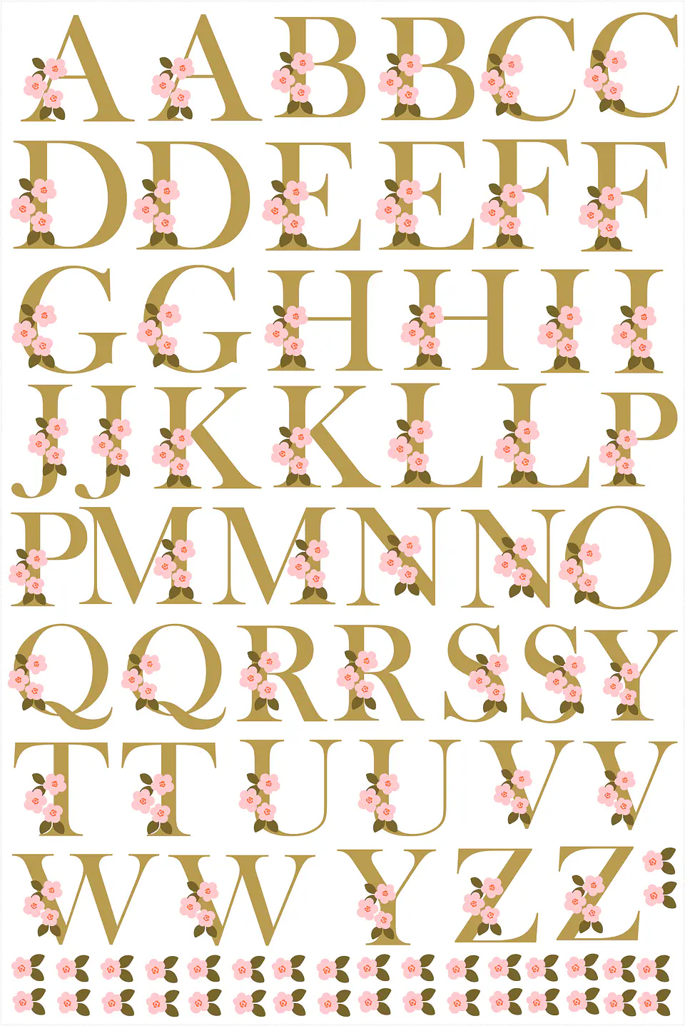 Arte Dtf Uv - Alfabeto Floral Verde 1