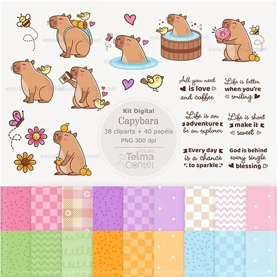 Kit Digital Capivara Cute 2 1