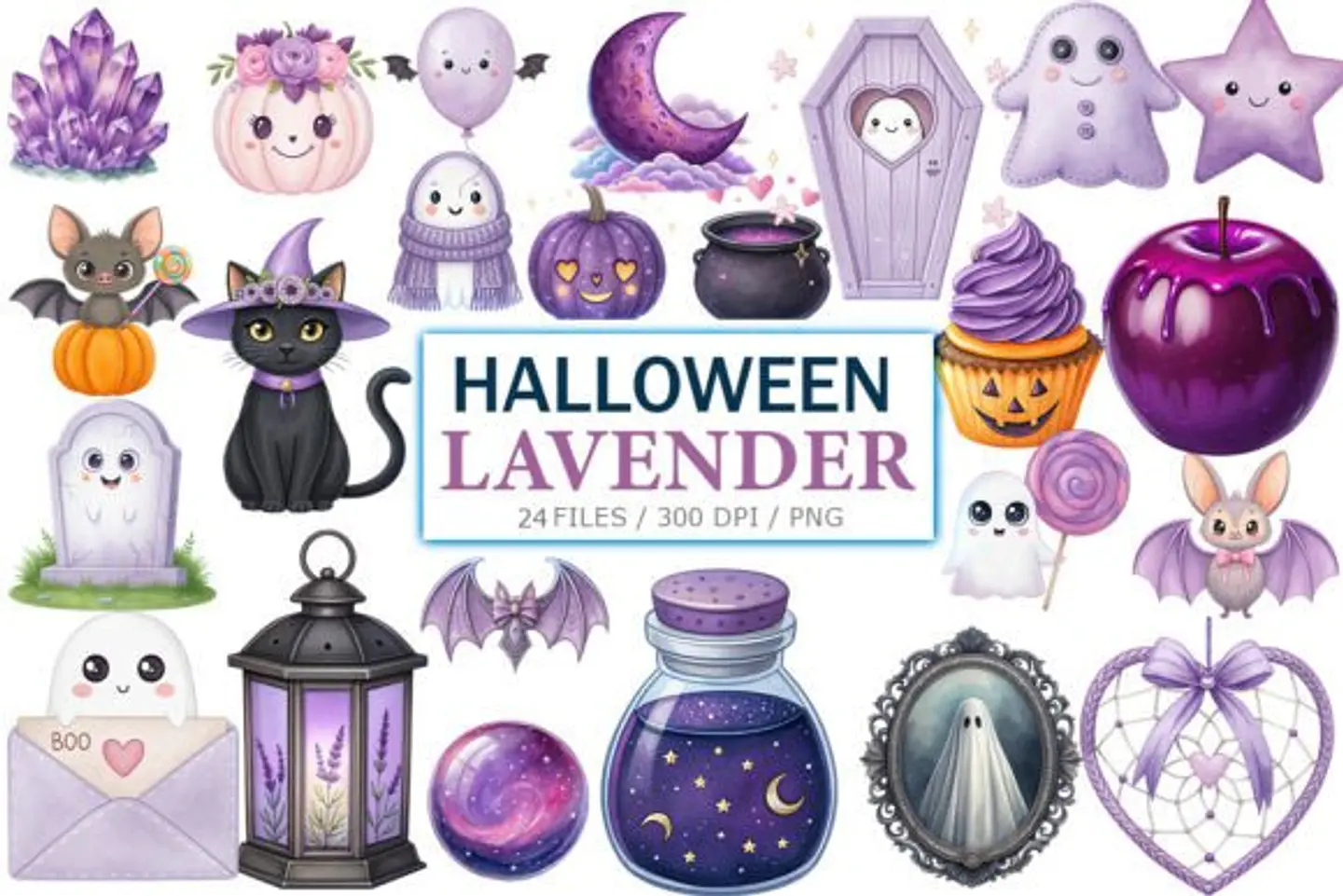 Kit Digital Watercolor Lavender Halloween 6 1