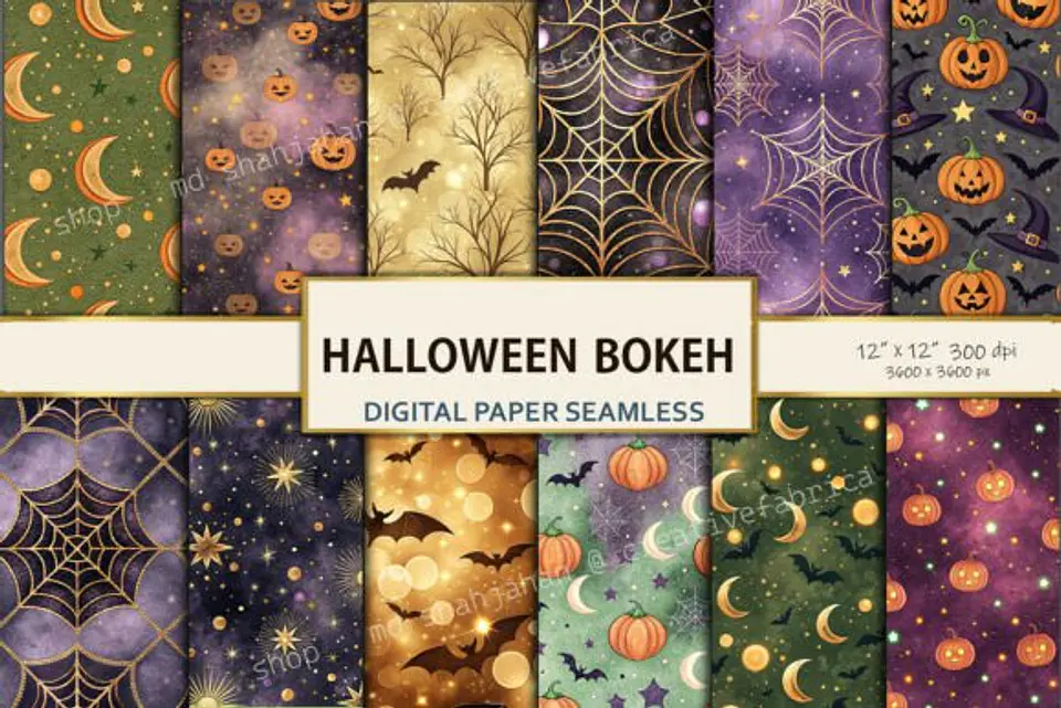 Kit Digital Halloween Bokeh Digital Paper 1 1