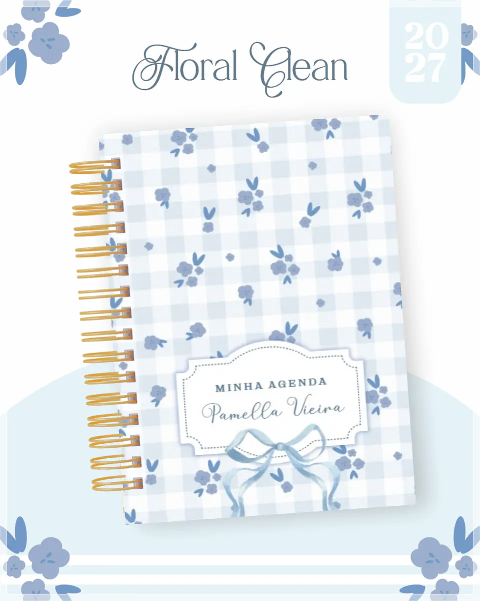 Encadernação - Agenda , Bloquinho , Calendário e Planner Floral Clean 1