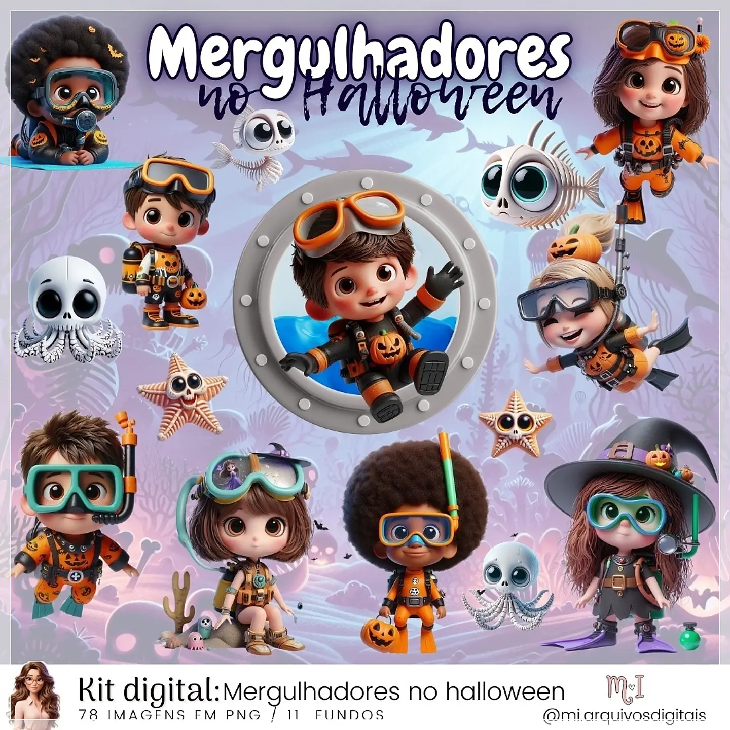 Kit Digital Mergulhadores No Halloween 12 1