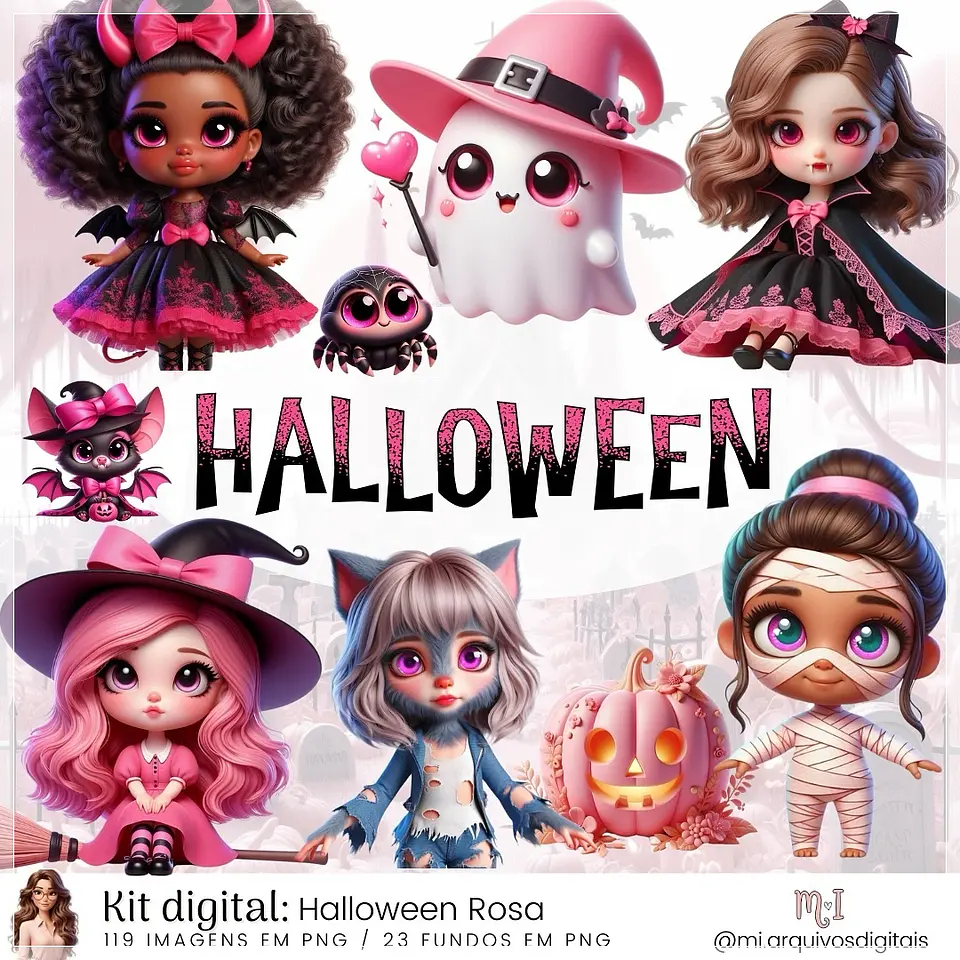 Kit Digital Halloween Rosa 9 1