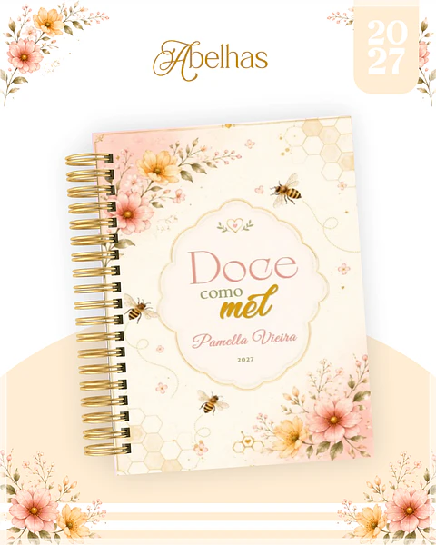 Encadernação - Agenda , Bloquinho , Calendário e Planner Abelhas