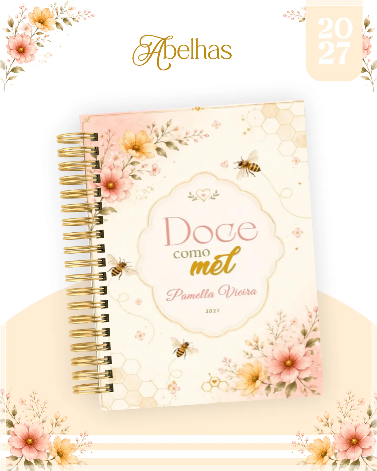 Encadernação - Agenda , Bloquinho , Calendário e Planner Abelhas 1