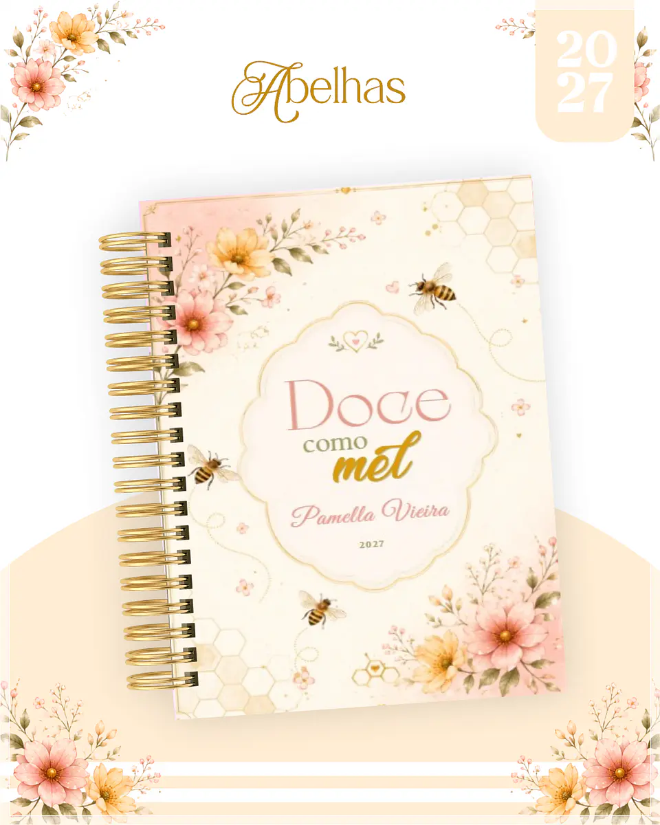 Encadernação - Agenda , Bloquinho , Calendário e Planner Abelhas 1