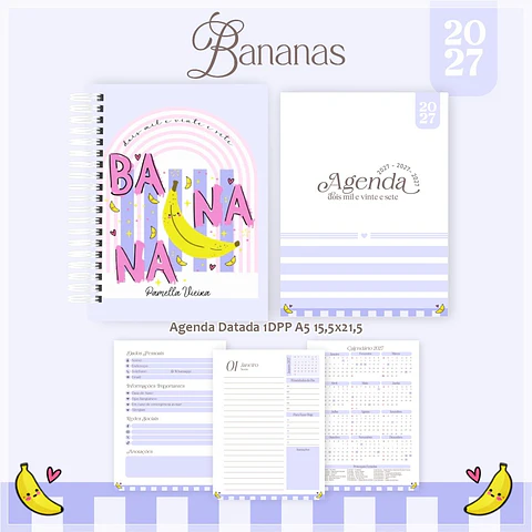 Encadernação - Agenda , Bloquinho , Calendário e Planner Bananas