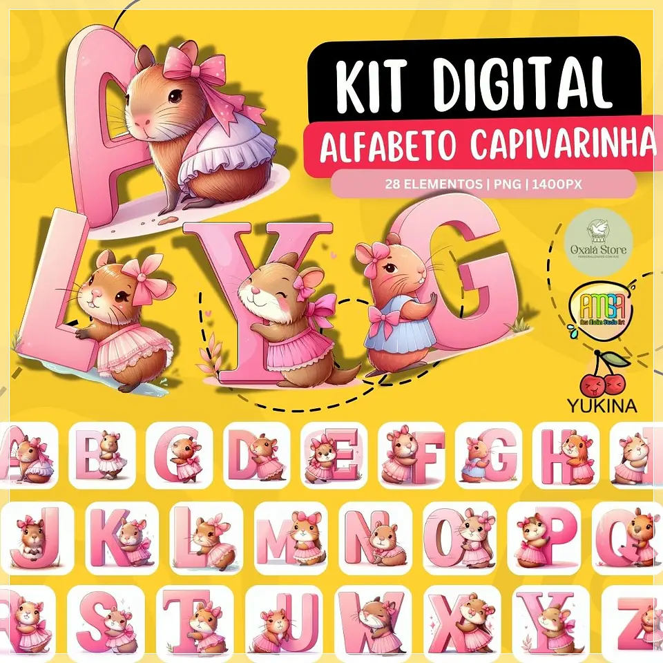 Kit Digital Alfabeto Capivarinha Cute 1 1