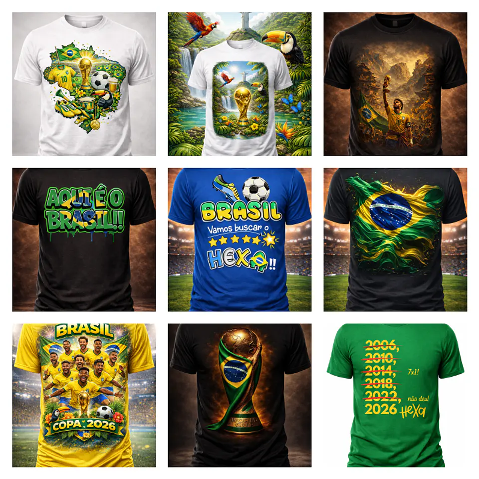 Sublimação Camiseta - +500 Estampa da Copa 1