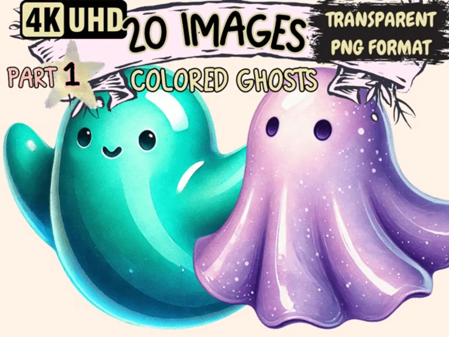 Kit Digital Colored Ghosts Clipart P1 1 1
