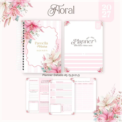 Encadernação - Agenda , Bloquinho , Calendário e Planner Floral
